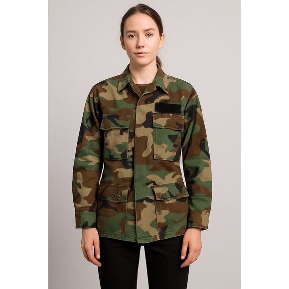 USGI Woodland Camo BDU Ripstop Jacket Small Long – Vintage Military Issue - Picture 1 of 15